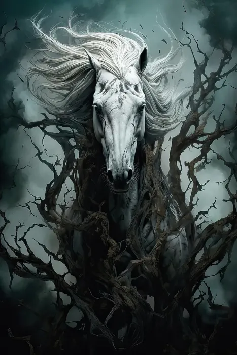 Framed Print : Fantasy of horse charging through forest. ©Jim Zuckerman  /  Jaynes Gallery  /  DanitaDelimont.com