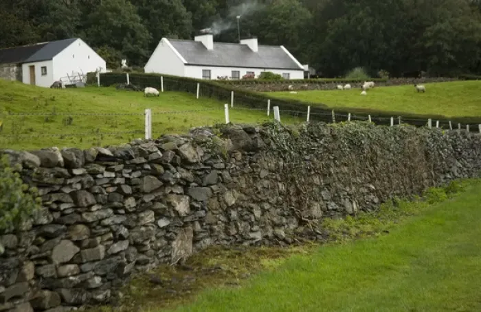 Framed Print : Farmhouse, Ireland, Countryside, Landscape, Fence, Smoke, Architecture