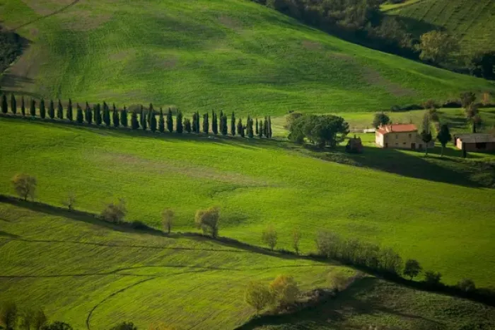 Framed Print : Farmland around Montepulciano, Tuscany, Italy