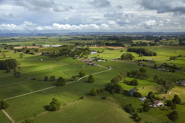Farmland, Rukuhia, near Hamilton, Waikato, North Island, New Zealand - aerial