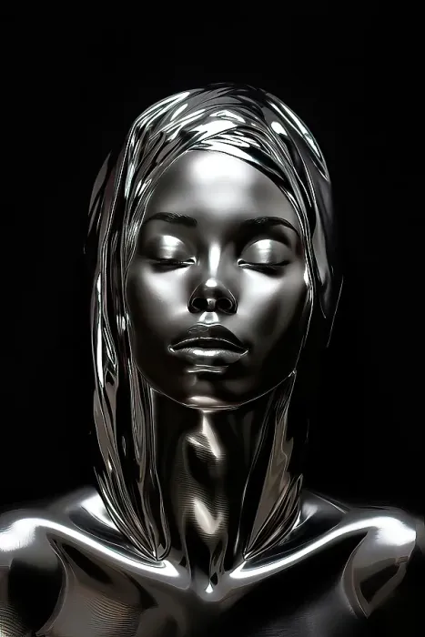 Framed Print : Female model in silver metal. ©Jim Zuckerman  /  Jaynes Gallery  /  DanitaDelimont.com