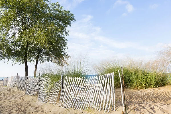 Fence along beach of Lake Huron, Port Huron, MI