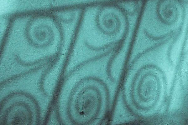 Fence pattern on a blue wall, Charleston, South Carolina. USA