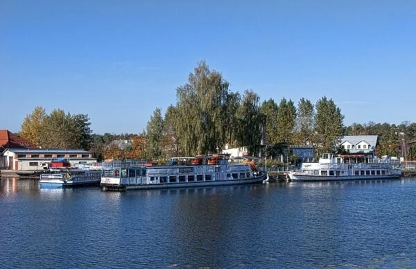 Ferry rides ships in village of Augustow, Poland