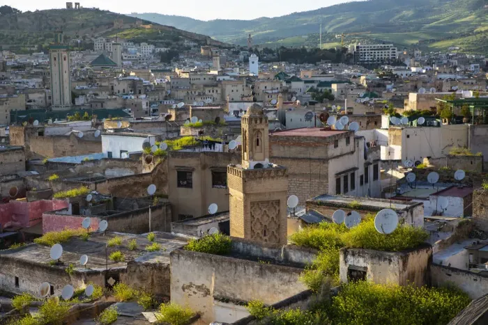 Framed Print : Fes, Morocco, Fez, Ancient city of Fes, its mosques and tile roofs Framed Print : Fes, Morocco, Fez, Ancient city of Fes, its mosques and tile roofs