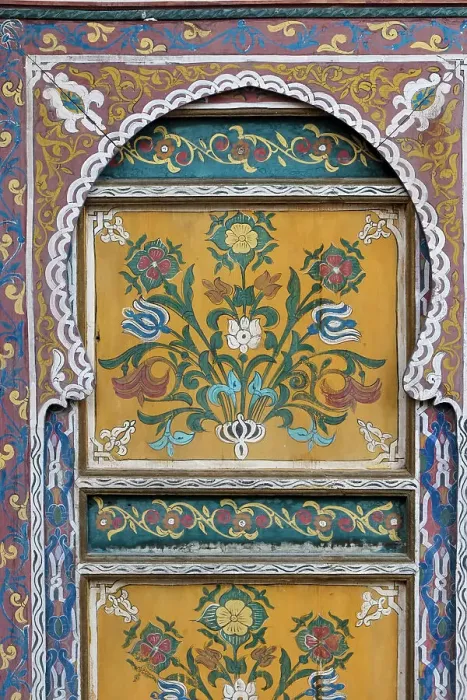 Framed Print : Fes, Morocco. Hand painted door panel in with floral design Framed Print : Fes, Morocco. Hand painted door panel in with floral design