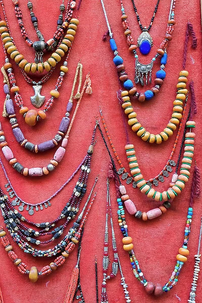 Fes, Morocco. Hand made tribal necklaces for sale