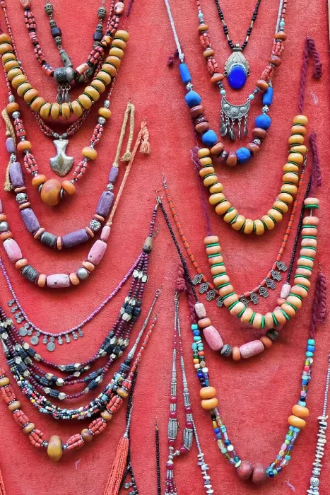 Framed Print : Fes, Morocco. Hand made tribal necklaces for sale Framed Print : Fes, Morocco. Hand made tribal necklaces for sale