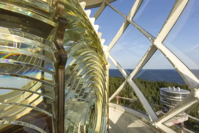 Framed Print : Fesnel lens of the Devils Island Lighthouse in the Apostle Islands National Lakeshore