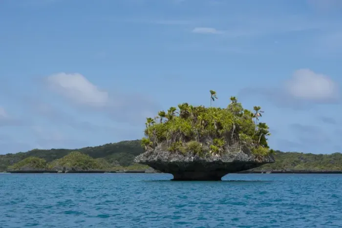 Framed Print : Fiji, Southern Lau Group, Island of Fulanga. Lagoon inside volcanic caldera. Mushroom islets