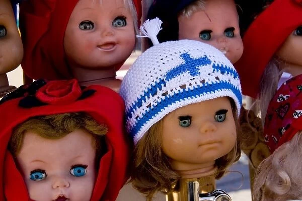 Finland, Helsinki. Dolls at an outdoor market