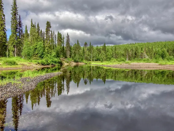 Framed Print : Finland, Kuusamo, Oulanka National Park. Oulanka river. Along Karhunkierros hiking trail
