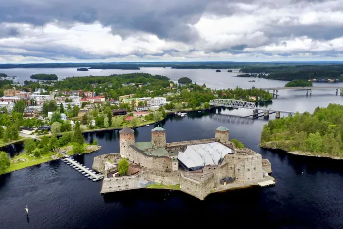 Framed Print : Finlandia, Savonlinna, Savonlinna castle and town