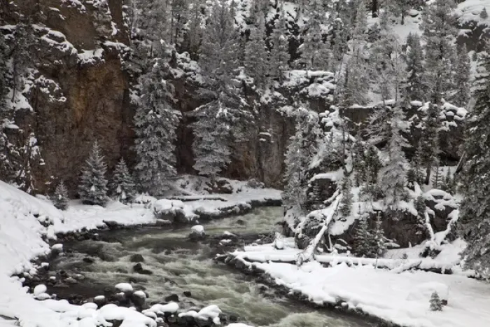 Framed Print : Firehole River Canyon in winter in Yellowstone National Park Framed Print : Firehole River Canyon in winter in Yellowstone National Park