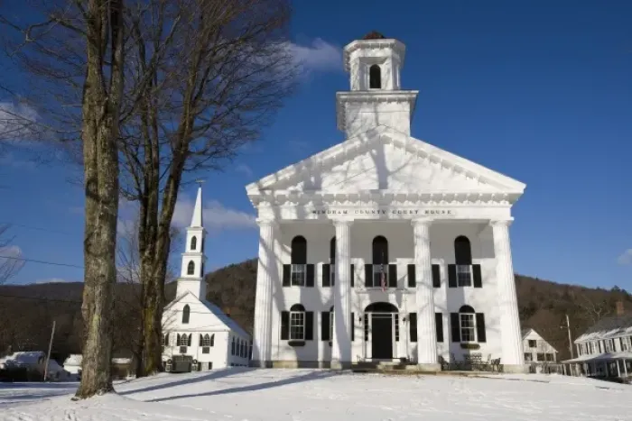 Framed Print : First Congregational Church of Newfane and the Windham County Court House on Framed Print : First Congregational Church of Newfane and the Windham County Court House on