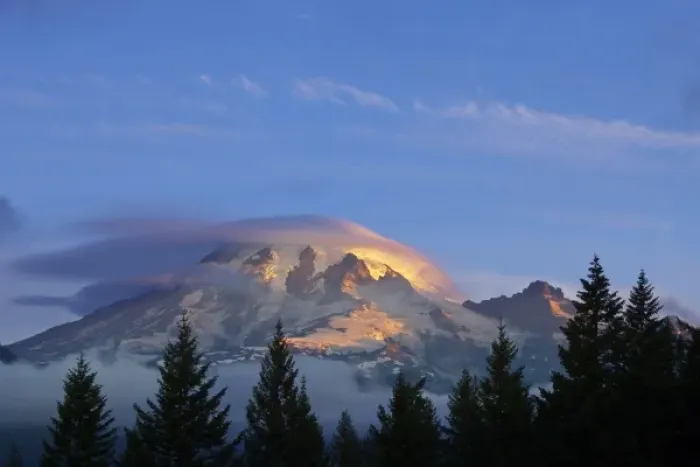 Framed Print : First light of the day strikes the slopes of Mount Rainier in Mount Rainier National Framed Print : First light of the day strikes the slopes of Mount Rainier in Mount Rainier National