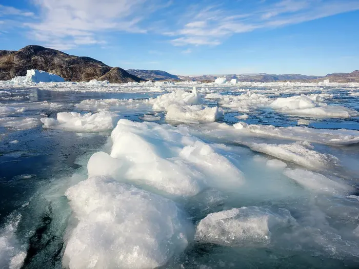 Framed Print : First sea ice during late autumn, early winter. Landscape at the Sermilik (Sermiligaaq) Icefjord in East Greenland, Ammassalik, Kingdom of Denmark