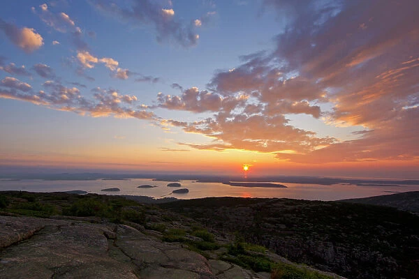 The first sunlight to strike the eastern USA from Cadillac Mountain in Acadia National Park
