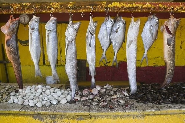 Fish booth on Concon Beach, near Vina del Mar, Chile