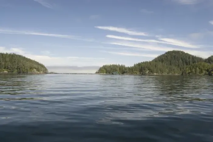 Framed Print : Fish Farm off Islet, Queen Charlotte Strait, British Columbia, Canada, August 2006