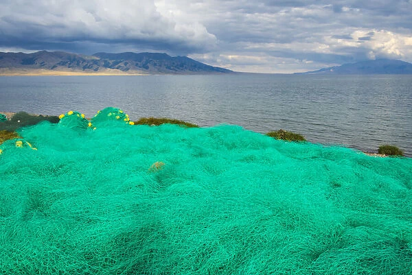 Fish net on the shore of Sayram Lake, Yining (Ghulja), Xinjiang Province, China
