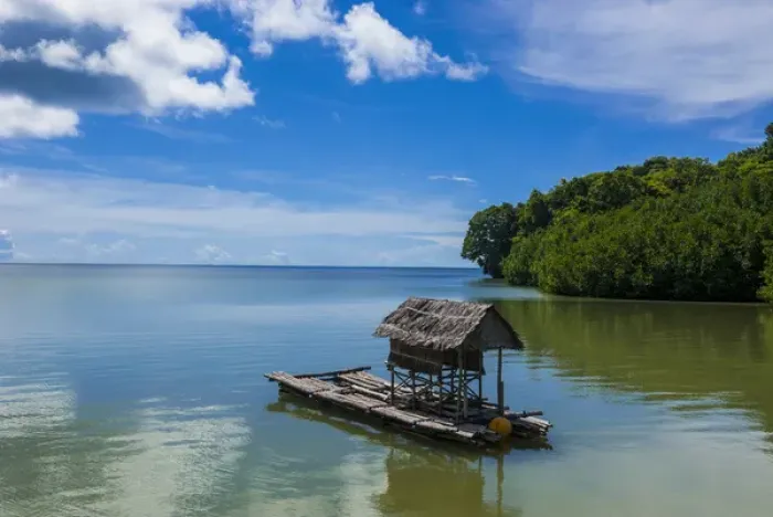 Framed Print : Fish trap in the north of the Island of Babeldoab, Palau, Central Pacific