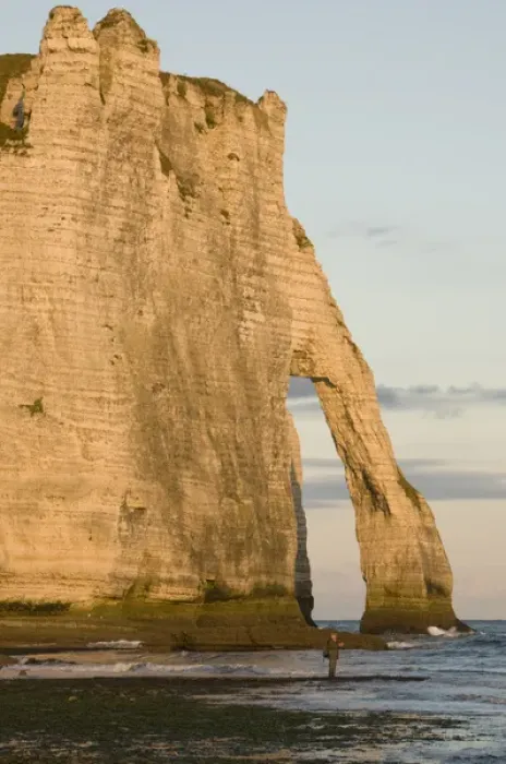 Framed Print : Fisherman and Porte d Aval arch, Etretat, Normandy, FRANCE Framed Print : Fisherman and Porte d Aval arch, Etretat, Normandy, FRANCE