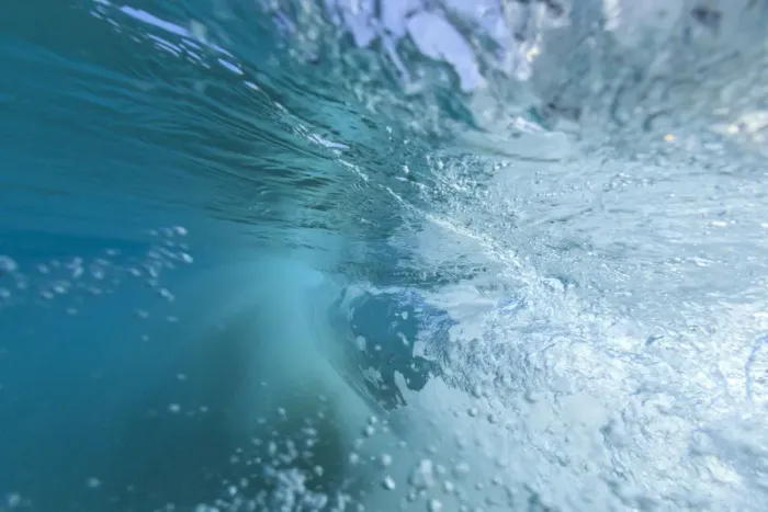 Framed Print : Fisheye view of wave breaks at Kua Beach, North of Kona, Big Island, Hawaii