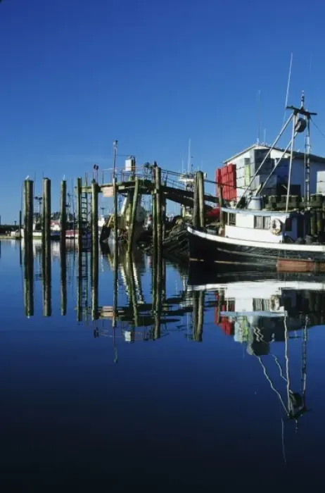 Framed Print : Fishing boat docked in marina, Ilwaco, Washington Framed Print : Fishing boat docked in marina, Ilwaco, Washington