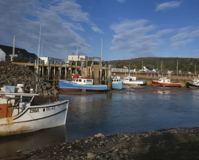 Framed Print : Fishing boats docked at low at in the Bay of Fundy town of Alma, New Brunswick, Canada Framed Print : Fishing boats docked at low at in the Bay of Fundy town of Alma, New Brunswick, Canada