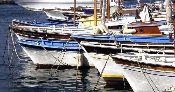 Fishing boats at the end of their day on Isle of Capri in Italy