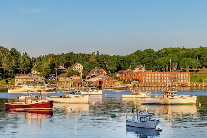 Framed Print : Fishing boats in harbor in Bernard, Maine, USA