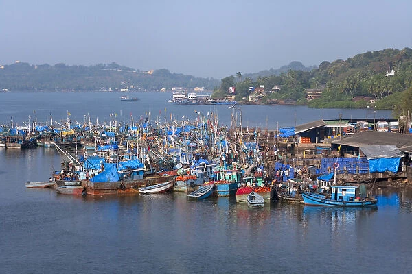 Fishing boats in the Indian Ocean, Goa, India