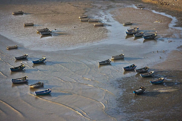 Fishing boats on the muddy beach, East China Sea, Xiapu, Fujian, China