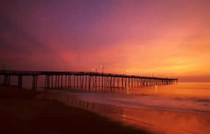 Framed Print : FIshing pier at sunrise Nags Head, North Carolina, USA, North America Framed Print : FIshing pier at sunrise Nags Head, North Carolina, USA, North America