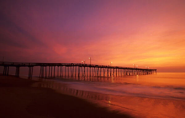 FIshing pier at sunrise Nags Head, North Carolina, USA, North America