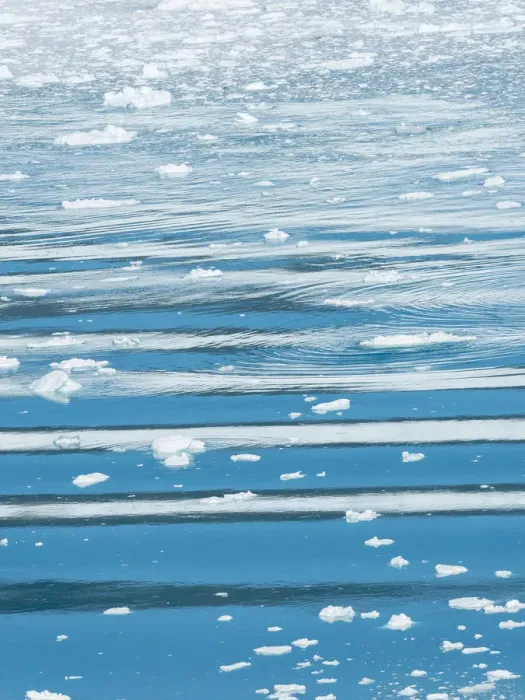 Framed Print : Fjord with icebergs and waves with reflection of Eqip Sermia glacier in Denmark s