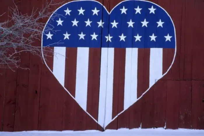 Framed Print : Flag in heart shape painted on barn after 9-11. Whitman County Washington state PR (MR) Framed Print : Flag in heart shape painted on barn after 9-11. Whitman County Washington state PR (MR)