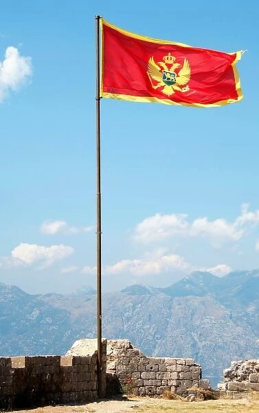 Flag of the Republic of Montenegro. Kotor