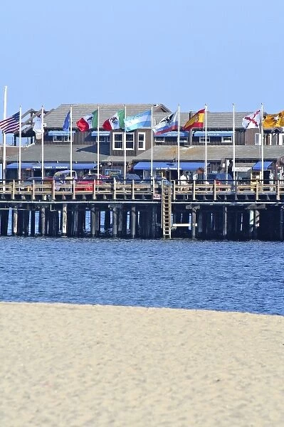 Flags at pier Santa Barbara California