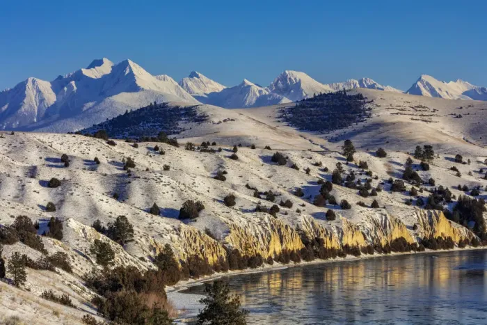 Framed Print : The Flathead River after a fresh snowfall in the Mission Valley, Montana, USA