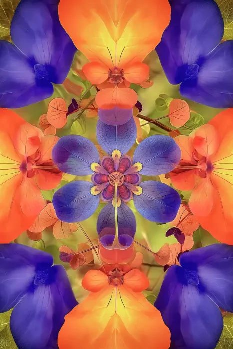 Framed Print : Flower and leaf design abstract. (AI Generated) Framed Print : Flower and leaf design abstract. (AI Generated)