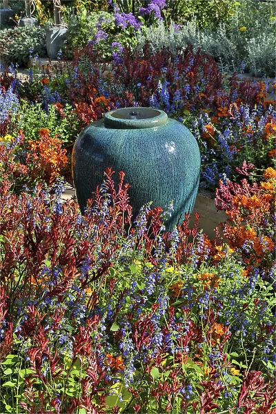 Flower pot in field of flowers at Longwood Gardens Conservatory, Pennsylvania