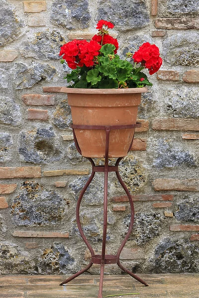 Flower pots as decoration. Tuscany. Italy
