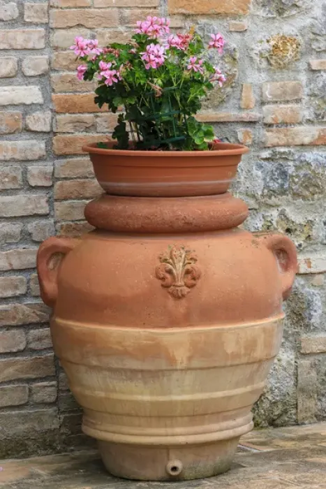 Framed Print : Flower pots as decoration. Tuscany. Italy Framed Print : Flower pots as decoration. Tuscany. Italy