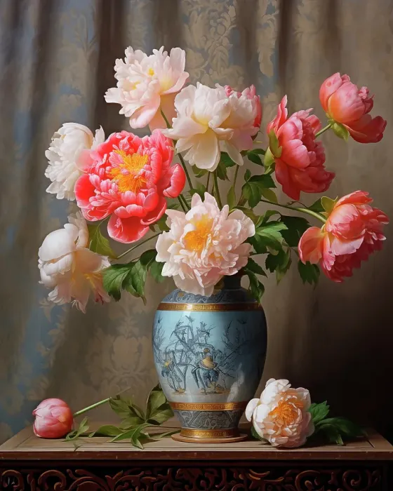 Framed Print : Flowers in vase. (AI Generated)