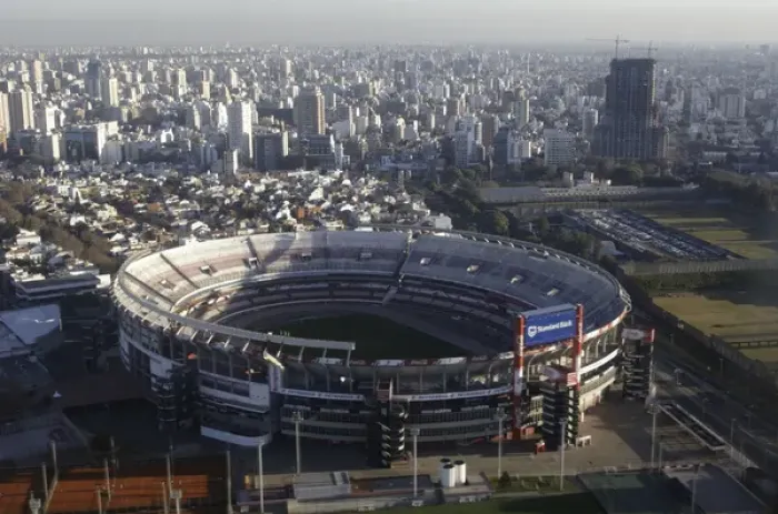 Framed Print : Flying to Aeroparque AEP airport in Buenos Aires: Estadio Monumental in Barrio River