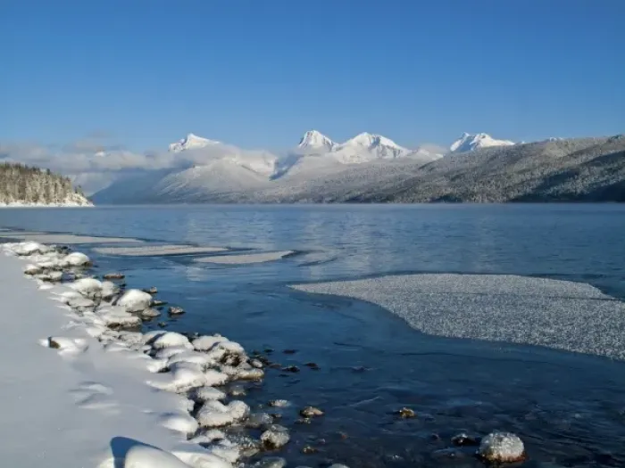 Framed Print : Fog rises from Lake McDonald on a very cold afternoon in Glacier National Park in Montana Framed Print : Fog rises from Lake McDonald on a very cold afternoon in Glacier National Park in Montana