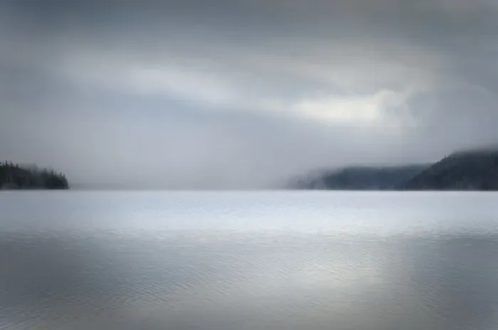 Framed Print : Foggy morning at Redfish Lake, Sawtooth National Recreation Area, Idaho