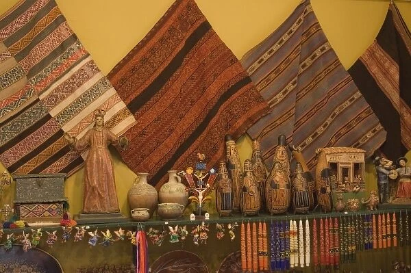 Folk art on display in shop. Peru, Lima